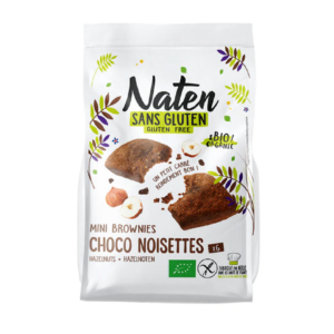 CIASTKA BROWNIES Z CZEKOLADĄ I ORZECHAMI LASKOWYMI BEZGLUTENOWE BIO 170 g - NATEN