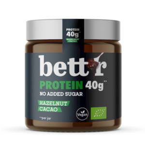 KREM Z ORZECHÓW LASKOWYCH Z KAKAO BEZ DODATKU CUKRÓW BIO 250 g - BETT'R