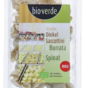 SACCHETTINI ORKISZOWE ŚWIEŻE Z SEREM BURRATA I SZPINAKIEM BIO 250 g - BIO-VERDE
