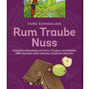 CZEKOLADA MLECZNA Z RODZYNKAMI, RUMEM I ORZECHAMI LASKOWYMI HAVANA BIO 100 g - RAPUNZEL