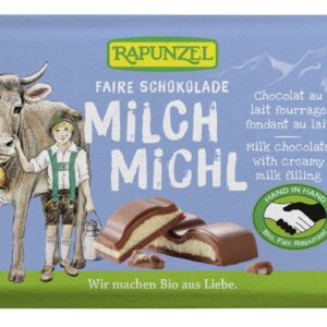 CZEKOLADA MLECZNA Z NADZIENIEM MLECZNYM DLA DZIECI BIO 100 g - RAPUNZEL