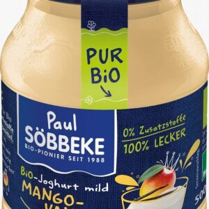 JOGURT KREMOWY MANGO - WANILIA BIO 500 g (SŁOIK) - SOBBEKE