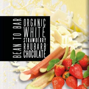 CZEKOLADA BIAŁA Z TRUSKAWKAMI I RABARBAREM BIO 100 g - MEYBONA