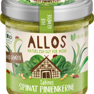 PASTA WARZYWNA ZE SZPINAKIEM I ORZESZKAMI PINIOWYMI BEZGLUTENOWA  BIO 135 g - ALLOS