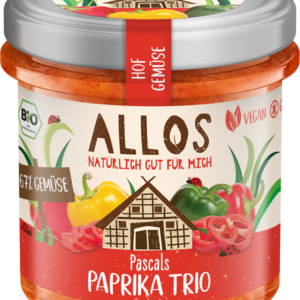 PASTA WARZYWNA Z TRZEMA RODZAJAMI PAPRYKI BEZGLUTENOWA BIO 135 g - ALLOS