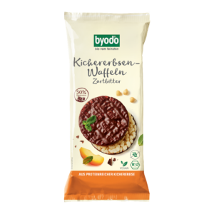 WAFLE Z CIECIERZYCY OBLANE CZEKOLADĄ GORZKĄ BEZGLUTENOWE BIO 65 g - BYODO