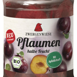 ŚLIWKI POŁÓWKI W LEKKIM SYROPIE BEZGLUTENOWE BIO 360 g (180 g) (SŁOIK) - ZWERGENWIESE