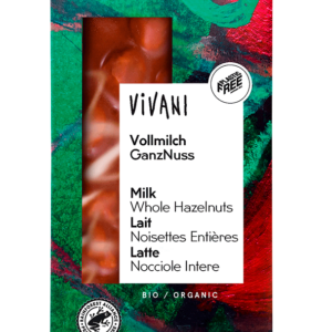 CZEKOLADA MLECZNA Z CAŁYMI ORZECHAMI LASKOWYMI BIO 100 g - VIVANI