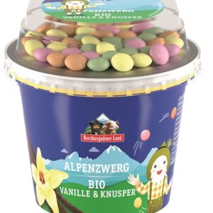 JOGURT WANILIOWY Z KOLOROWYMI DRAŻETKAMI CZEKOLADOWYMI BIO 137 g - BERCHTESGADENER LAND