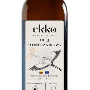 OLEJ SŁONECZNIKOWY DO GOTOWANIA I SMAŻENIA TŁOCZONY NA ZIMNO BIO 1 L (SZKŁO) - EKKO