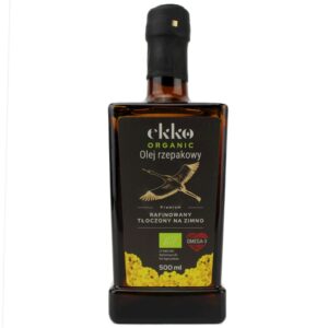 OLEJ RZEPAKOWY DO GOTOWANIA I SMAŻENIA TŁOCZONY NA ZIMNO OMEGA-3 BIO 500 ml - EKKO (PREMIUM)