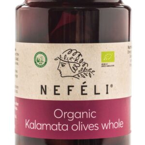 OLIWKI CZARNE KALAMATA Z PESTKĄ W ZALEWIE BIO 300 g (170 g) - NEFELI