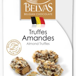 CZEKOLADKI BELGIJSKIE TRUFLE Z MIGDAŁAMI FAIR TRADE BEZGLUTENOWE BIO 100 g - BELVAS