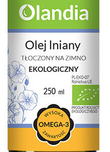 OLEJ LNIANY TŁOCZONY NA ZIMNO BIO 250 ml - OLANDIA