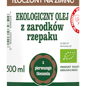 OLEJ Z ZARODKÓW RZEPAKU UNIWERSALNY TŁOCZONY NA ZIMNO OMEGA-3 BIO 500 ml - OLANDIA