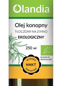 OLEJ KONOPNY TŁOCZONY NA ZIMNO BIO 250 ml - OLANDIA
