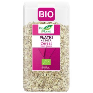 PŁATKI 4 ZBOŻA (ORKISZ, OWIES, JĘCZMIEŃ, ŻYTO) BIO 600 g - BIO PLANET