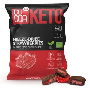 TRUSKAWKI W CZEKOLADZIE CIEMNEJ BEZ DODATKU CUKRÓW KETO BIO 40 g - COCOA