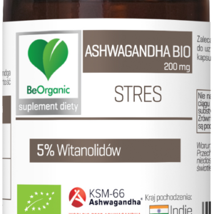 ASHWAGANDHA EKSTRAKT BIO (200 mg) 50 KAPSUŁEK - BE ORGANIC