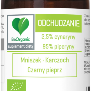 TABLETKI WSPOMAGAJĄCE ODCHUDZANIE (MNISZEK, KARCZOCH, CZARNY PIEPRZ) BIO 100 szt. - BE ORGANIC