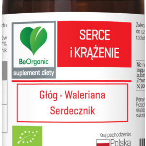 TABLETKI WSPOMAGAJĄCE SERCE I KRĄŻENIE (GŁÓG, WALERIANA, SERDECZNIK) BIO 100 szt. - BE ORGANIC