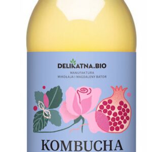 KOMBUCHA Z MIĘTĄ, RÓŻĄ I GRANATEM BIO 500 ml - DELIKATNA