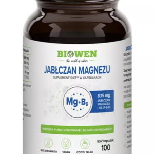 JABŁCZAN MAGNEZU + WITAMINA B6 100 KAPSUŁEK - BIOWEN
