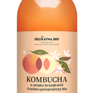 KOMBUCHA O SMAKU BRZOSKWINI I KWIATU POMARAŃCZY BIO 750 ml - DELIKATNA