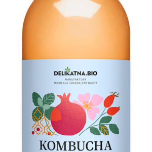 KOMBUCHA MIĘTA MAROKAŃSKA, DZIKA RÓŻA I GRANAT BIO 750 ml - DELIKATNA