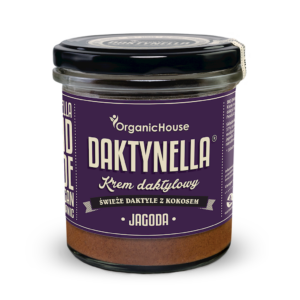 KREM KOKOS - DAKTYLE MEDJOOL - JAGODA BEZGLUTENOWY BIO 280 g - ORGANICHOUSE (DAKTYNELLA)