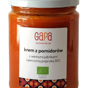 KREM Z POMIDORÓW Z PIECZONĄ PAPRYKĄ I WINNYMI JABŁKAMI BIO 450 g - GAPA
