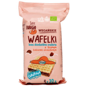 WAFELKI Z KREMEM KAKAOWO - ORZECHOWYM BEZ DODATKU CUKRÓW BIO (4 szt.) 120 g - ME GUSTO (SUPER FUDGIO)
