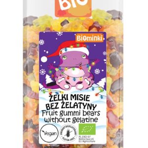 ŻELKI MISIE BEZ ŻELATYNY BEZGLUTENOWE BIO 500 g - BIOMINKI (EDYCJA ŚWIĄTECZNA)(PRODUKT SEZONOWY)