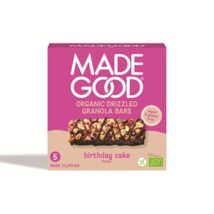 BATONIKI GRANOLA CRUNCHY SMAK TORT URODZINOWY BEZGLUTENOWE BIO (5 x 24 g) 120 g - MADEGOOD