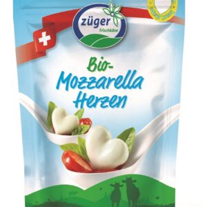 MOZZARELLA MINI W KSZTAŁCIE SERC BIO 260 g (130 g) - ZUGER