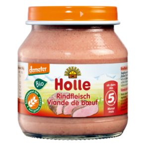 MIĘSO WOŁOWINA BEZ DODATKU CUKRÓW BEZGLUTENOWE OD 5 MIESIĄCA DEMETER BIO 125 g (SŁOIK) - HOLLE