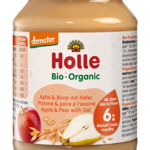 JABŁKO - GRUSZKA Z OWSEM BEZ DODATKU CUKRÓW OD 6 MIESIĄCA DEMETER BIO 190 g (SŁOIK) - HOLLE