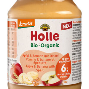 JABŁKO - BANAN Z ORKISZEM BEZ DODATKU CUKRÓW OD 6 MIESIĄCA DEMETER BIO 190 g (SŁOIK) - HOLLE
