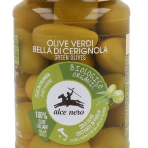 OLIWKI ZIELONE BELLA DI CERIGNOLA Z PESTKĄ W ZALEWIE BIO 350 g (180 g) - ALCE NERO