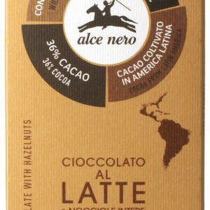 CZEKOLADA MLECZNA Z CAŁYMI ORZECHAMI LASKOWYMI FAIR TRADE BIO 100 g - ALCE NERO