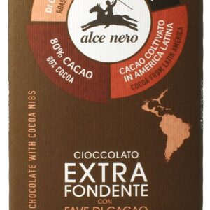 CZEKOLADA GORZKA Z ZIARNAMI KAKAOWCA FAIR TRADE BEZGLUTENOWA BIO 100 g - ALCE NERO