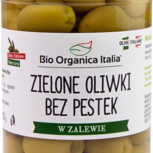 OLIWKI ZIELONE BEZ PESTEK W ZALEWIE BIO 280 g (150 g) (SŁOIK) - BIO ORGANICA ITALIA