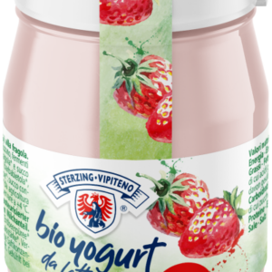 JOGURT TRUSKAWKOWY Z MLEKA SIENNEGO BEZGLUTENOWY BIO 150 g (SŁOIK) - STERZING-VIPITENO