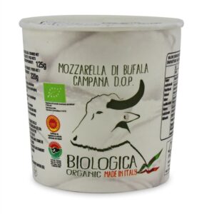 MOZZARELLA DI BUFALA (Z MLEKA BAWOLEGO) KULKA (W KUBECZKU) BIO 320 g (125 g) - BIOLOGICA