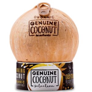KOKOS BIO Z ZAWLECZKĄ I SŁOMKĄ (około 0,50 kg) - GENUINE COCONUT