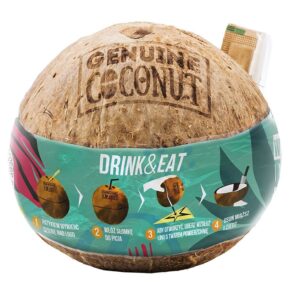 KOKOS BIO ZE SŁOMKĄ (około 0,75 kg) - GENUINE COCONUT