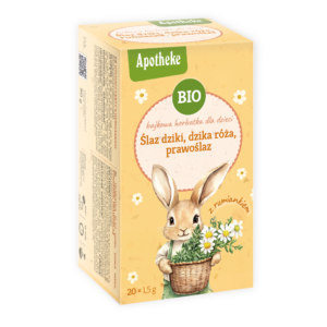 HERBATKA BAJKOWA DLA DZIECI - ŚLAZ DZIKI, DZIKA RÓŻA, PRAWOŚLAZ I RUMIANEK BIO (20 x 1,5 g) 30 g - APOTHEKE