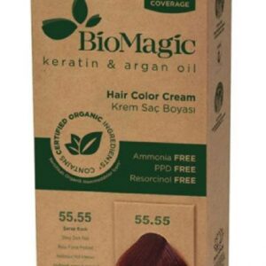 FARBA DO WŁOSÓW GŁĘBOKA CIEMNA CZERWIEŃ (55.55) 250 g - BIOMAGIC