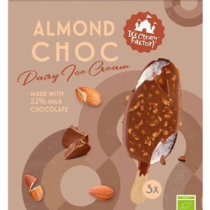 LODY NA PATYKU WANILIOWE W POLEWIE CZEKOLADOWEJ Z MIGDAŁAMI BIO (3 x 100 ml) 300 ml - ICE CREAM FACTORY