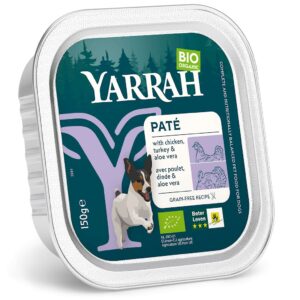 (DLA PSA) PASZTET Z KURCZAKA, WOŁOWINY I INDYKA Z ALOESEM BIO 150 g - YARRAH